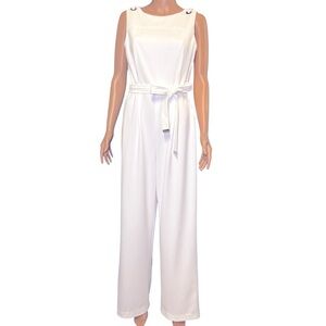 Tommy Hilfiger Jumpsuit Women's Tie-Waist Scuba Crepe Jumpsuit Romper Sz 8 Belt
